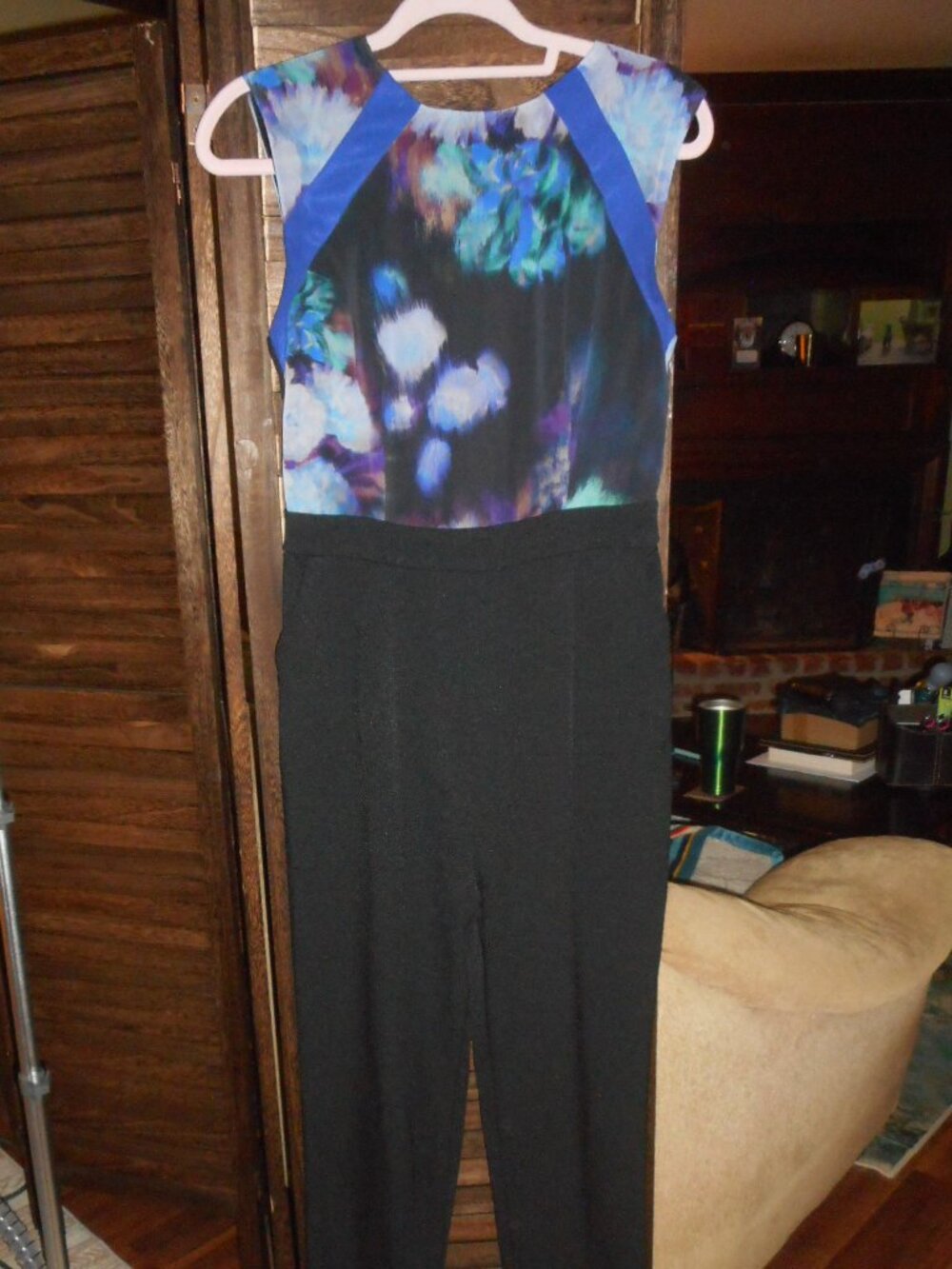 POCKETS! UK Little Mistress floral watercolor jumpsuit, size 6 US